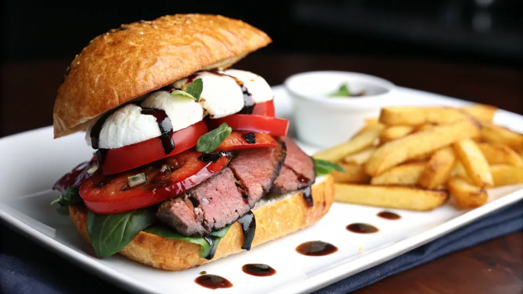 Balsamic Caprese Grilled Flank Steak Sandwich