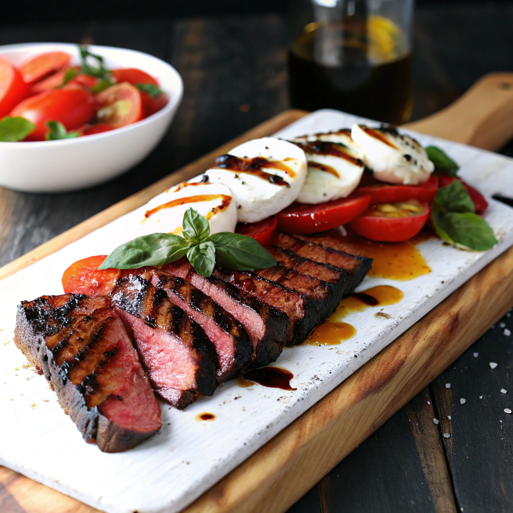 Balsamic Caprese Grilled Flank Steak Sandwich