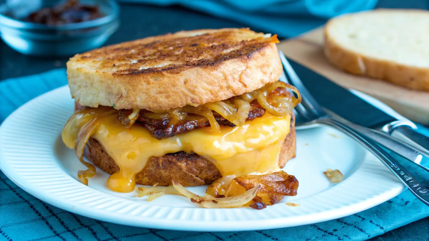 Breakfast Sandwich with Caramelized Onions and Gruyère